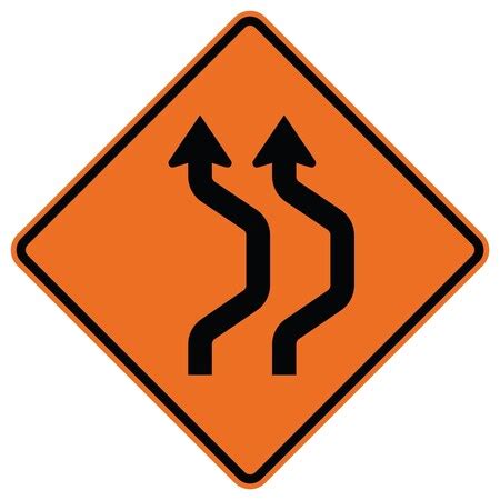 Sign Solutions Usa Double Reverse Curve 2 Right Lane 24X24 High ...