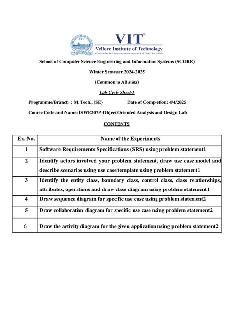 Cycle Sheet 1 Question Paper - School of Computer Science Engineering ...
