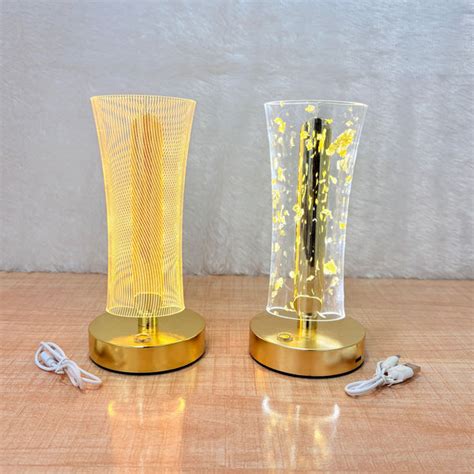 TM0025 Golden Finish 3D Illusion CREATICE LED Table Lamp with Acrylic ...