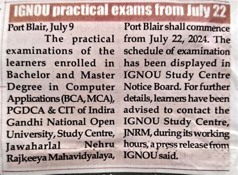 IGNOU-RC-Portblair - News & Events - Latest - IGNOU BCA/MCA Practical ...