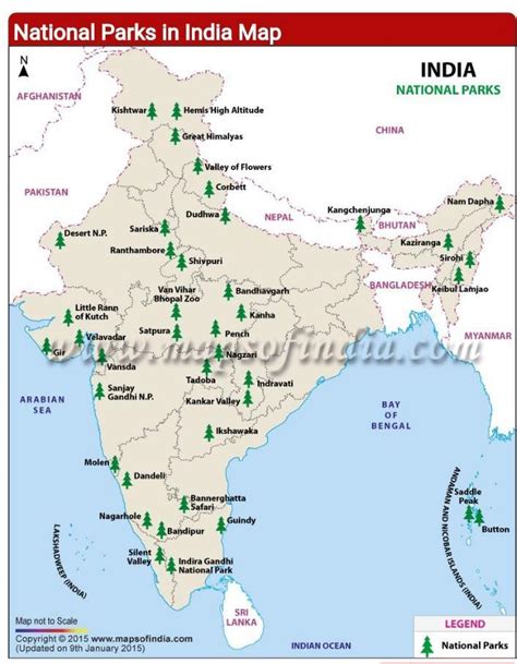 Map work :- locate and label these Places on India map National Parks ...