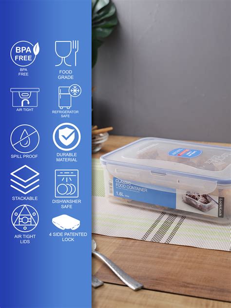LocknLock Classics Large Flat Rectangular Food Container with Leak Pro ...