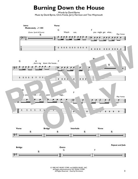 Burning Down The House by Talking Heads - Easy Bass Tab - Guitar Instructor