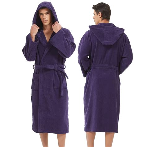 Snefrou Robe Mens Hooded Cotton Bathrobe, Terry Cloth Winter Softness ...