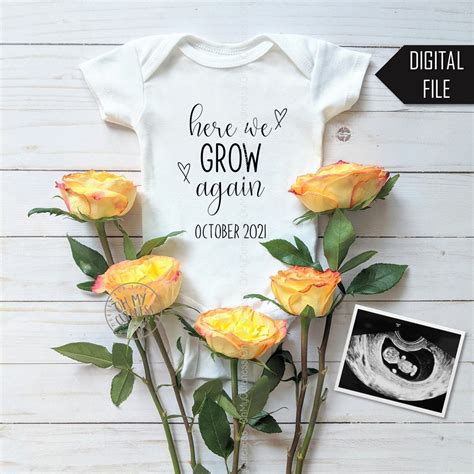 Here We Grow Again Roses Digital Pregnancy Announcement | Spring Baby ...