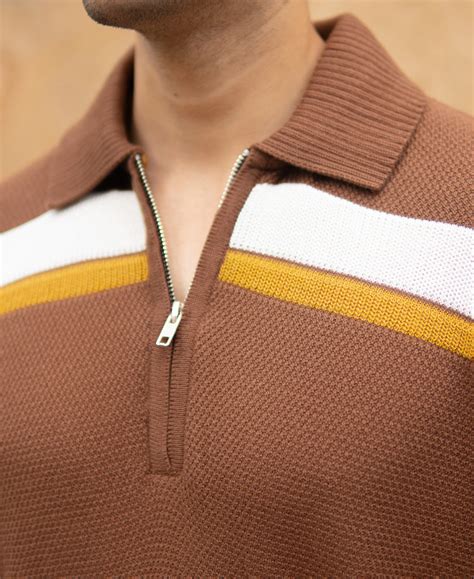 Brown Striped Knit T-Shirt – Powerlook