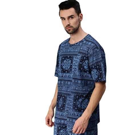 Paisley Navy Oversized All Over Printed T-shirt – Veirdo
