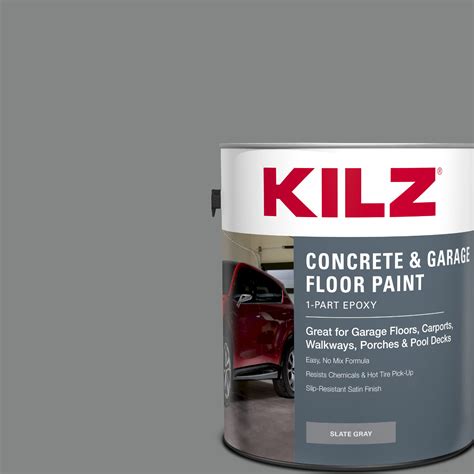 KILZ 1-Part Epoxy Acrylic Concrete and Garage Floor Paint, Interior ...