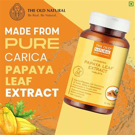 Buy THE OLD NATURAL PAPAYA LEAF EXTRACT TABLETS 30 TABLETS I CARICA ...