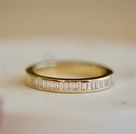 14k yellow gold baguette wedding band channel set baguette diamond ...
