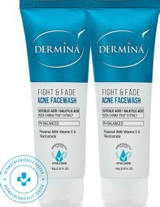 DERMINA Fight & Fade Acne Facewash with Glycolic Acid, Salicylic Acid ...