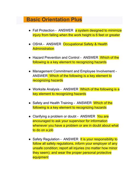 Image result for Basic Orientation Plus Test Questions