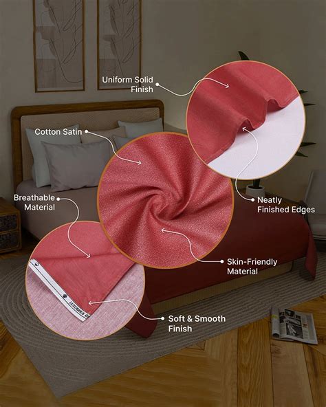 Red Cotton Satin Bedsheet King Size 300 TC with Pillow Covers – Habere ...