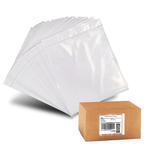 NefLaca 4.5" x 5.5" Clear Adhesive Top Loading Packing List Envelopes ...