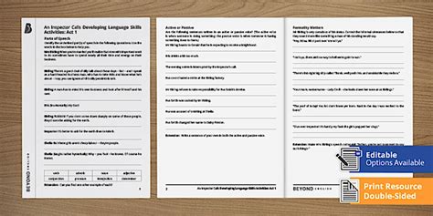 An Inspector Calls Act 1: Developing Language Skills