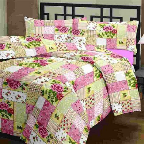 Buy GINI HOME Floral with Checkered Printed Reversible Poly Cotton ...