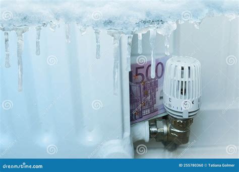 Long Ice Icicles, Freezes Water, Euro Banknotes Near Radiator, Temperature Regulation in House ...