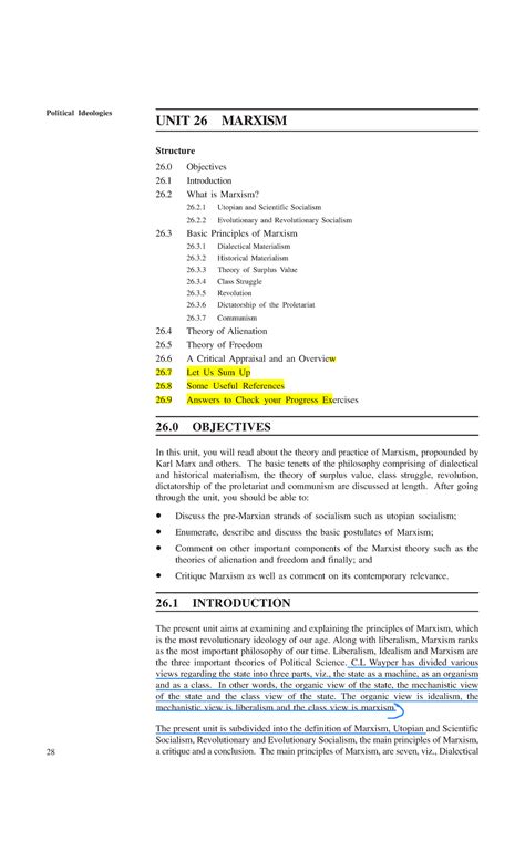 Marxism notes - Political Ideologies UNIT 26 MARXISM Structure 26 ...