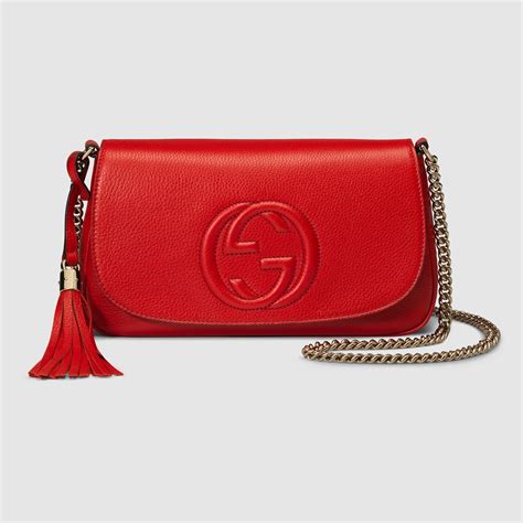 Lyst - Gucci Soho Leather Shoulder Bag in Red