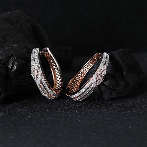 Buy Priyaasi Rose Gold-Plated American Diamond Studded Hoop earrings Online