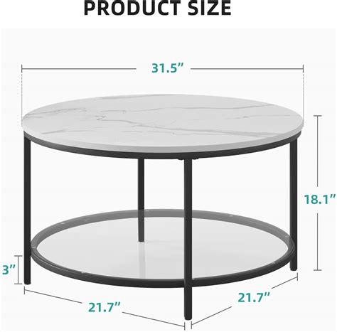 Buy YITAHOME Round Coffee Table with Glass, Black Coffee Tables for ...