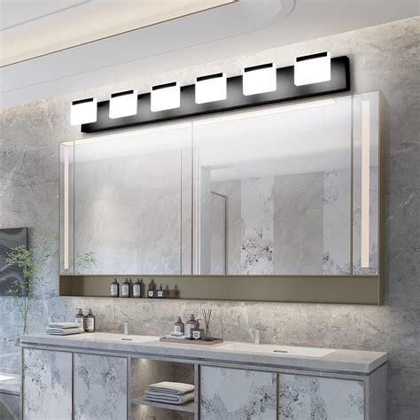 Buy Ralbay LED Modern Black Vanity Light Acrylic Matte Black Bathroom ...