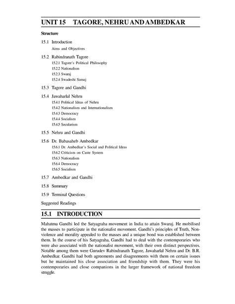 Unit 15 - Mahatma Gandhi - UNIT 15 TAGORE, NEHRU AND AMBEDKAR Structure ...
