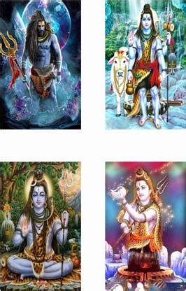 God Shiv Ji Combo Poster Set of 4 Posters With Gloss Lamination M19 ...