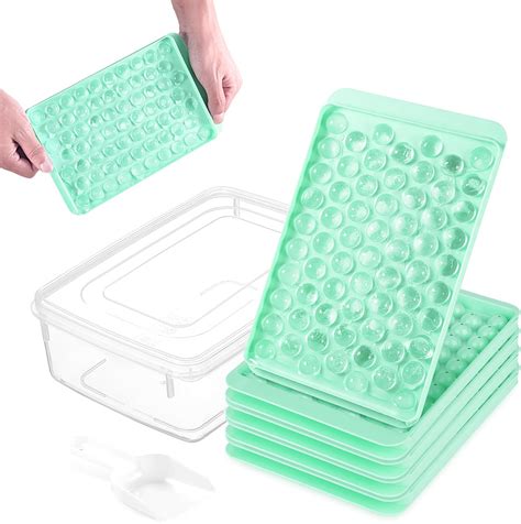 Amazon.com: Mini Ice Cube Tray with Lid and Bin - 4 Pack Round Ice Cube ...