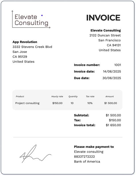Invoice Example 的图像结果