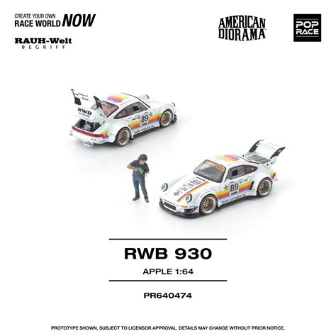 PR640474 Pop Race RWB 930 Apple with Figure - 1:64 Scale Diecast - 303 ...