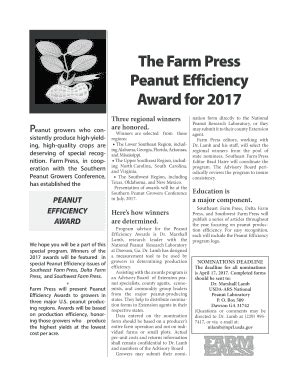 Fillable Online The Farm Press Peanut Efficiency Award for 2017 ...
