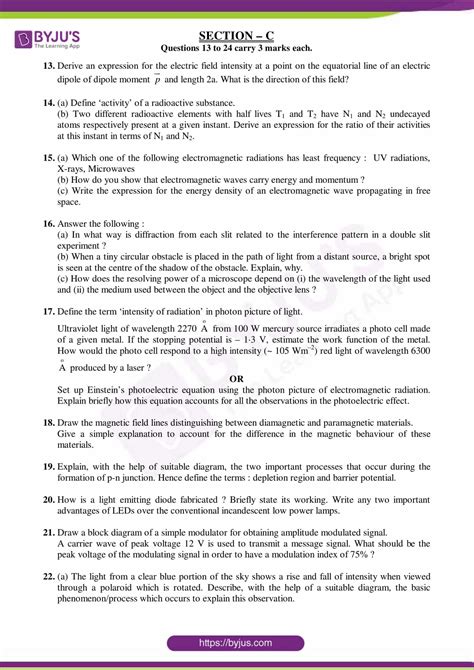 Image result for Class 12 Physics CBSE Paper Pattern