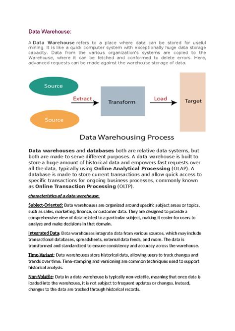 Data Warehouse unit 1 - DWDM notes - Data Warehouse: A Data Warehouse ...