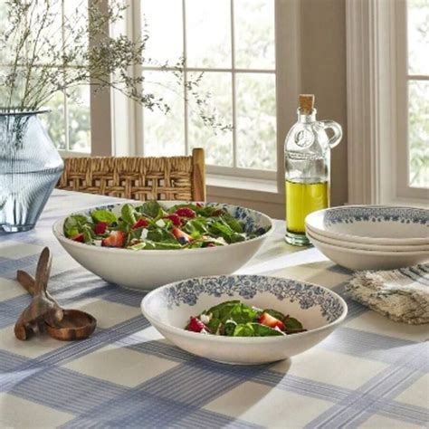 Melamine Floral Serving Bowl Blue Designed With Studio McGee: Round ...