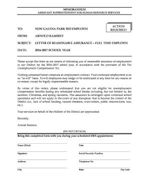Letter of Reasonable Assurance - Blank Fillable Template | Fill Out ...