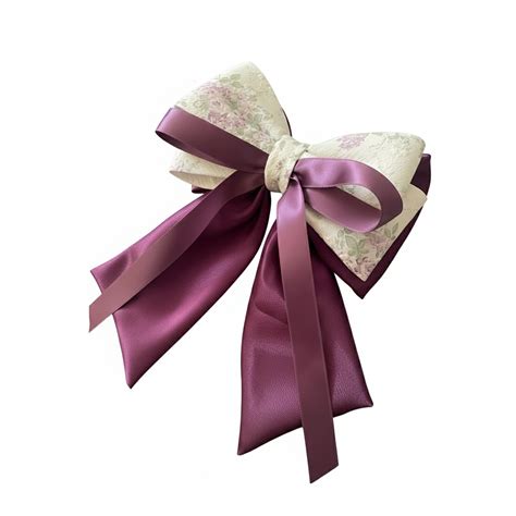 Floral Print Bow Clip with Satin Ribbons (Purple) – Bella Luxe