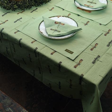 Dining Set - Akitsu - Seafoam - Acrylic Coated Table Cloth, 6 Place ma ...