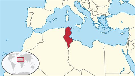 Location of the tunisia in the World Map