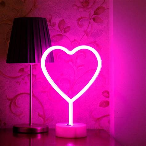 Buy Neon Heart Light LED Neon Signs Night Light Room Decor Heart Shaped ...