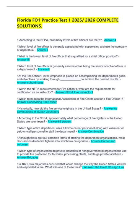 Florida FO1 Practice Test 1 2025/ 2026 COMPLETE SOLUTIONS. - Florida ...