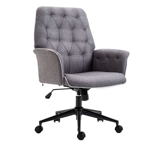 Buy Vinsetto Modern Mid-Back Tufted Linen Home Office Desk Chair with ...