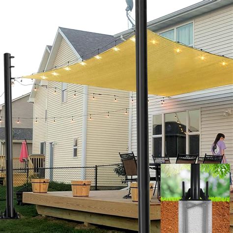 Amazon.com : Sun Shade Sail Poles Kit 10ft Outdoor Sun Shade Sail Post ...