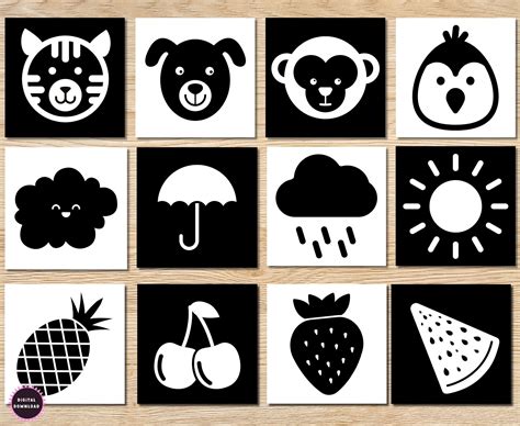 120 Printable Sensory Flashcards, High-contrast Newborn Card,visual ...