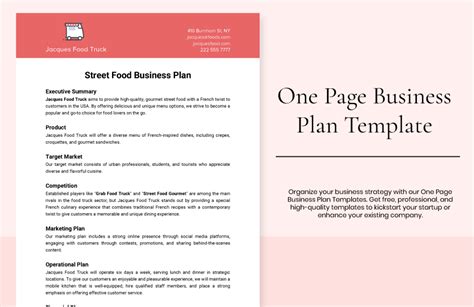 One Page Business Plan Template 的图像结果