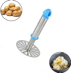 Brightora Ergonomic Wooden Handle Pav Bhaji Masher Stainless Steel ...