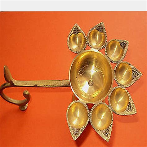 Buy Brass Panch Aarti Diwali Brass Oil Hindu Puja Camphor Burner Lamp ...