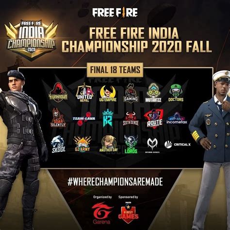 Free Fire India Championship 2020 Fall: Final 18 teams announced