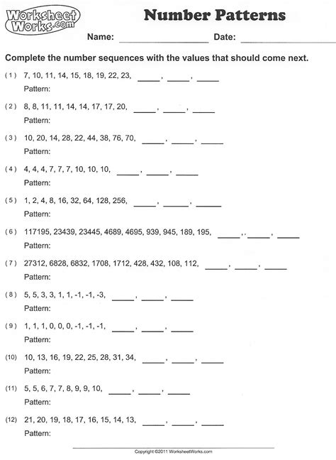 Numeric Pattern Activities 的图像结果