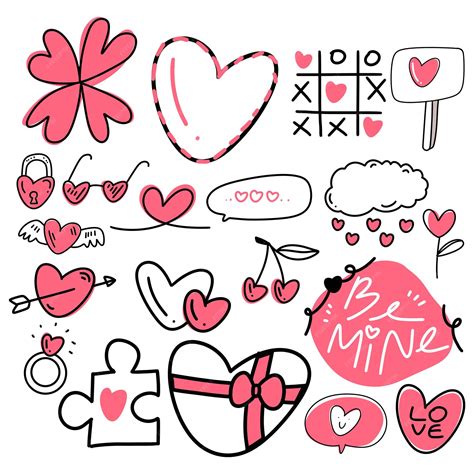 Premium Vector | Hand drawn valentine day doodle for templates
